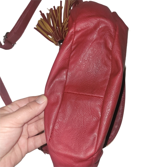Pourquoi Pas Red Leather Shoulder Bag - Picture 4 of 7